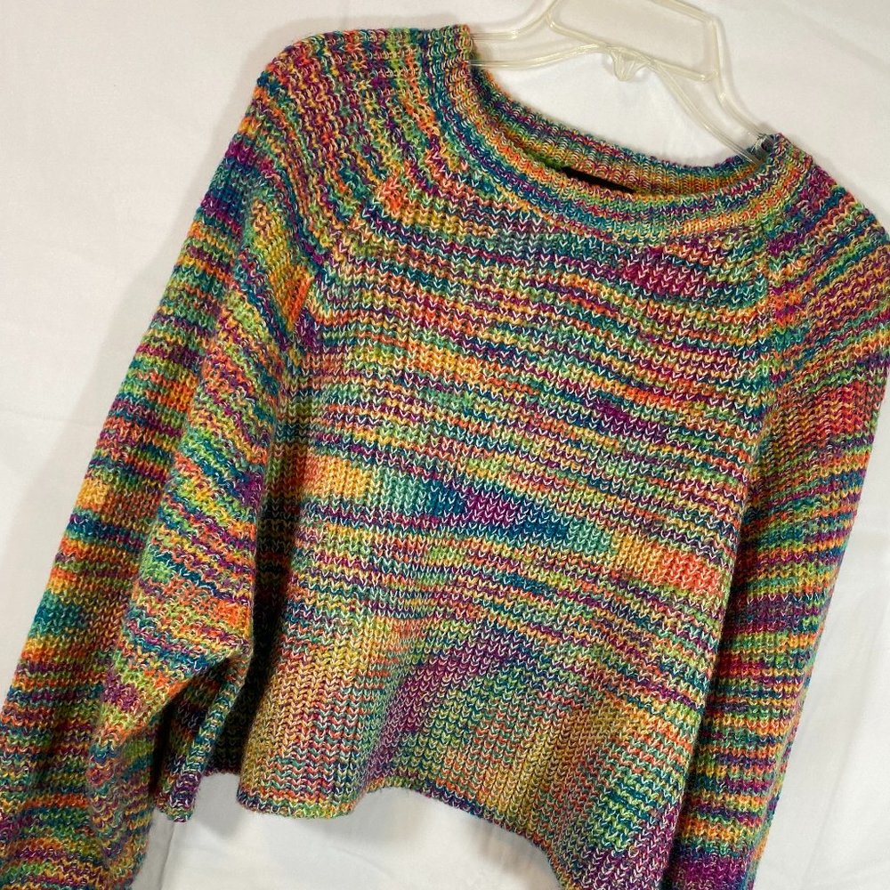 IN San Francisco Multicolor Pastel Cropped Long Sleeve Sweater NWOT Size Medium - Picture 14 of 15